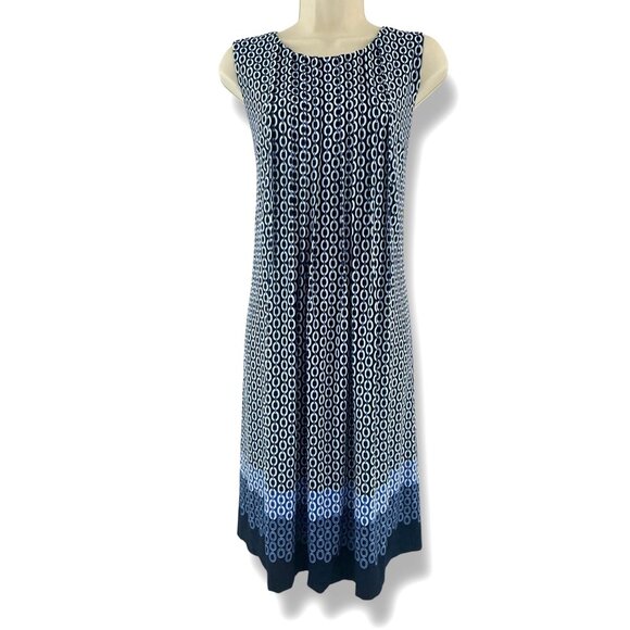 Perceptions Blue Chain Print Pintucked Dress Size‎ XL New Summer Sleeveless - Picture 1 of 8